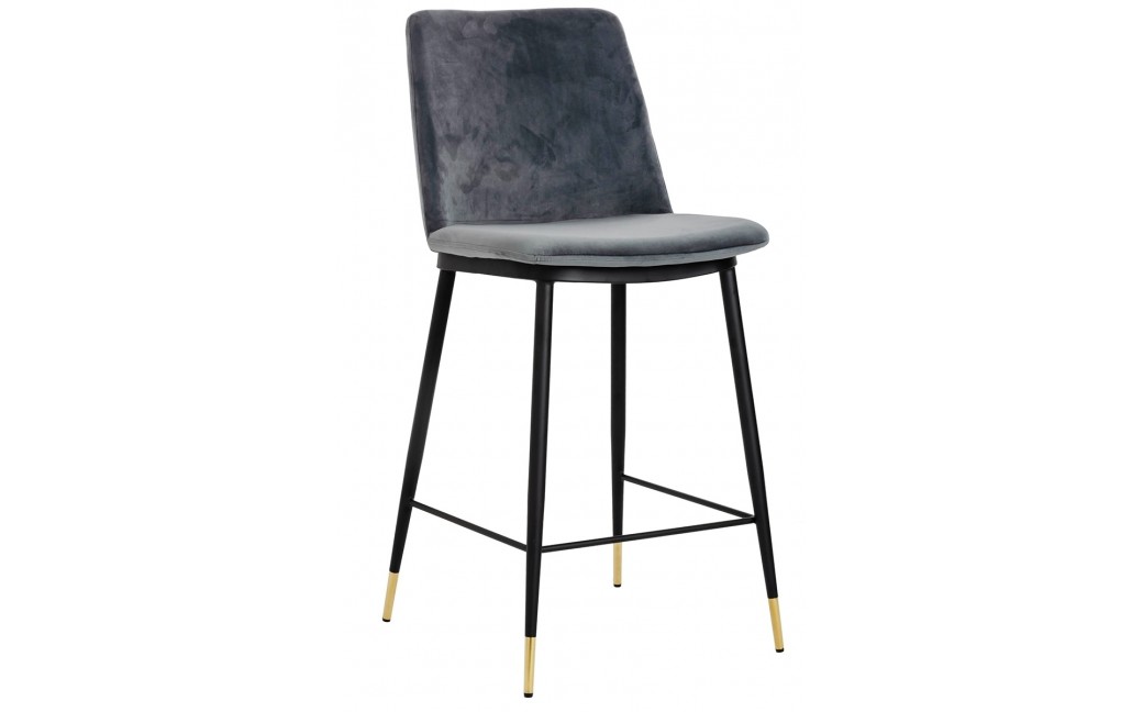 King Home Krzesło barowe DIEGO 65 ciemny szary - welur, podstawa czarno złota (KH1202100123.DGREY)