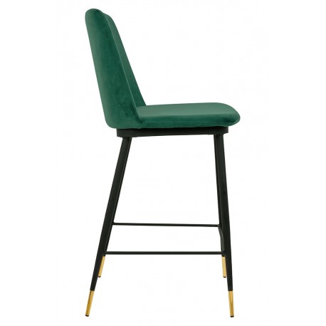 King Home Krzesło barowe DIEGO 65 zielone - welur, podstawa czarno złota (KH1201100123.61.GREE)
