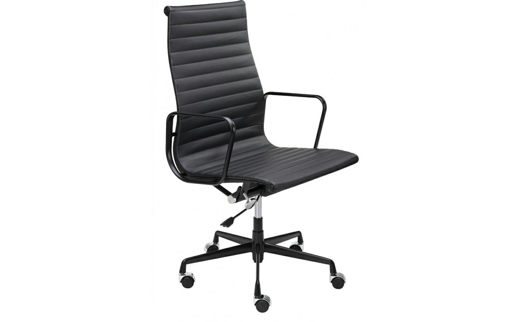 King Home Fotel biurowy AERON PRESTIGE PLUS czarny - skóra naturalna, aluminium (KH501100208)