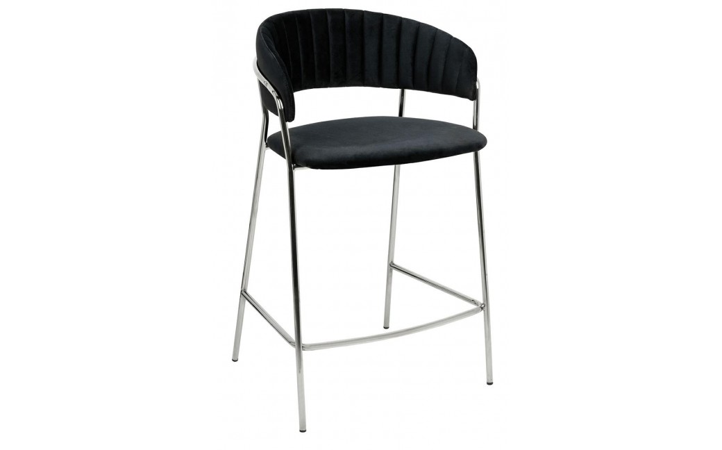 King Home Krzesło barowe MARGO 65 czarny - welur, podstawa chromowana (KH1201100129,74.SIL)