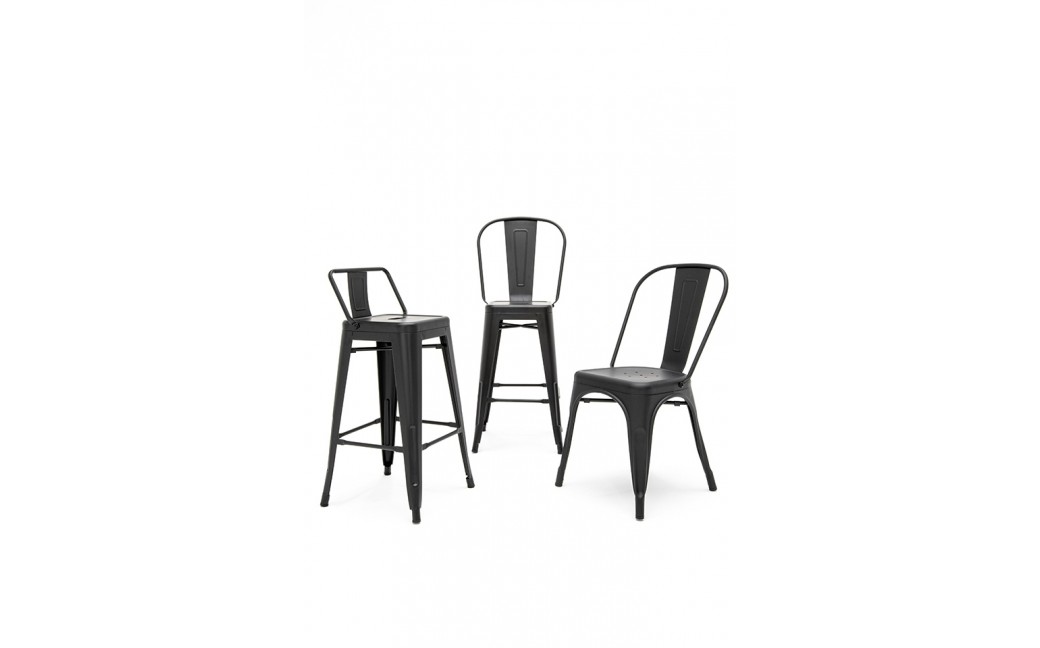 King Home Krzesło barowe TOWER BACK 76 (Paris) czarne (KH010100965)