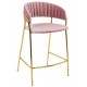 King Home Krzesło barowe MARGO 65 brudny róż - welur, podstawa złota (KH1201100129.14)