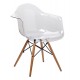 King Home Krzesło ICE WOOD ARM transparentne - poliweglan, podstawa bukowa (132-DPC)