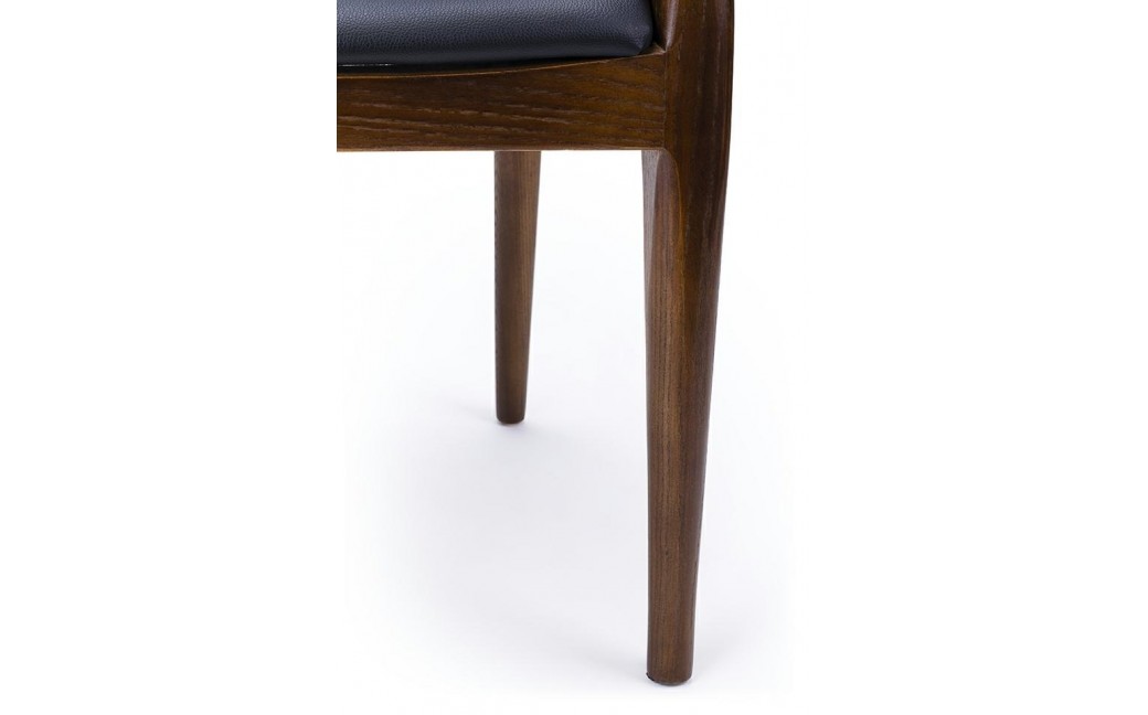 King Home Krzesło ELBOW ciemnobrązowe - drewno jesion, ekoskóra czarna (KH1501100120)