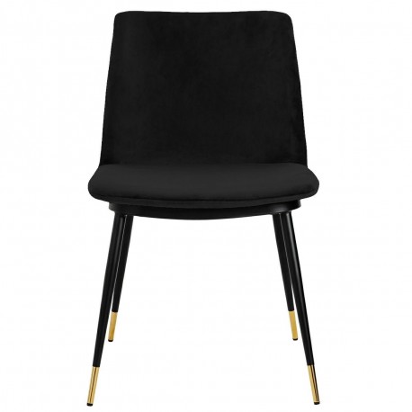 King Home Krzesło DIEGO czarne - welur, podstawa czarno złota (KH1201100122.BLACK)