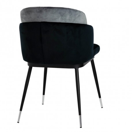 King Home Krzesło MARCEL czarno szare - welur, podstawa czarno-srebrna (KH1201100124)