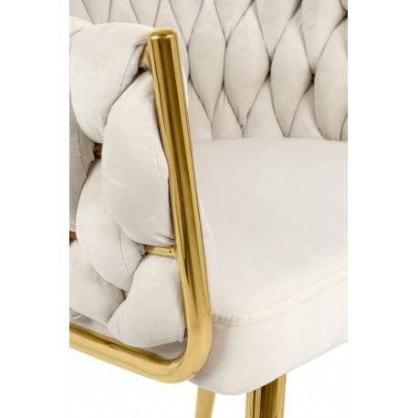 King Home Krzesło TRESSE beżowe - welur, podstawa złota (KH150110019)