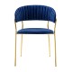 King Home Krzesło MARGO ciemny niebieski - welur, podstawa złota (KH121100121.64)