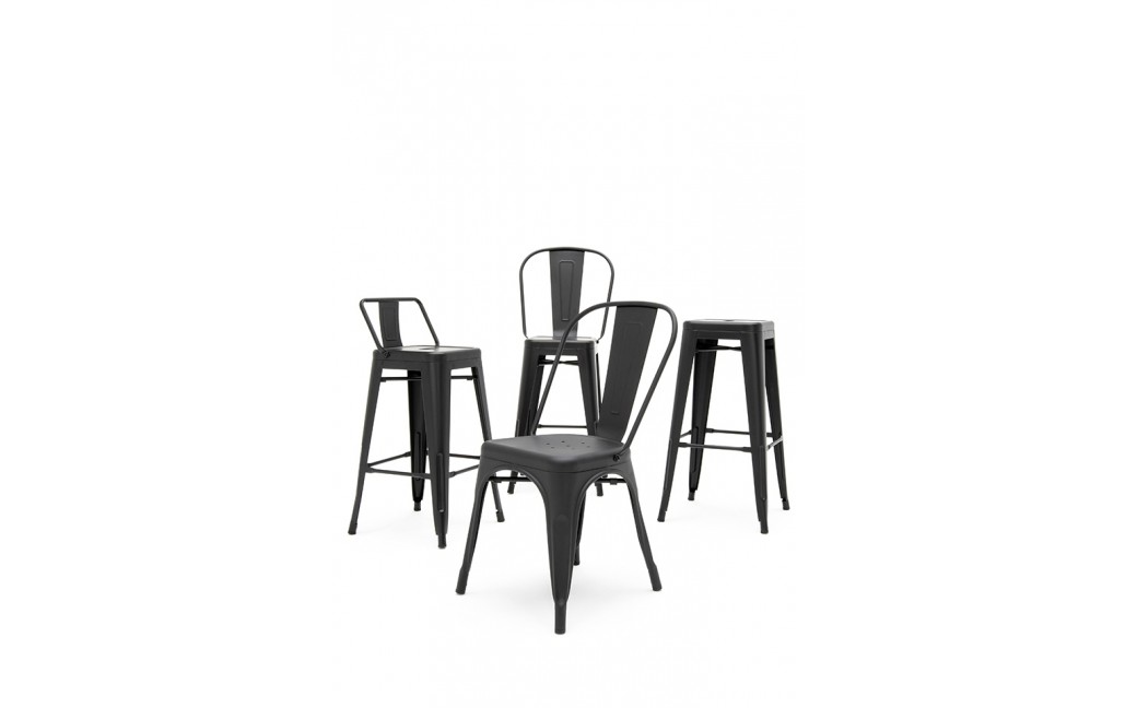 King Home Krzesło barowe TOWER BIG BACK 76 (Paris) czarne (KH010100964)