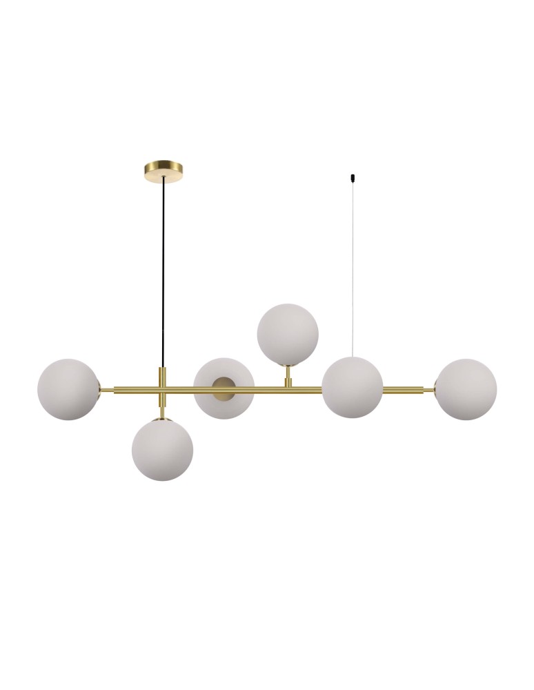 Pendant lamps - Light Prestige Alisa pendant lamp white balls LP-005/6P WH 6xE14 gold / white - product kolory-swiatla.pl 9