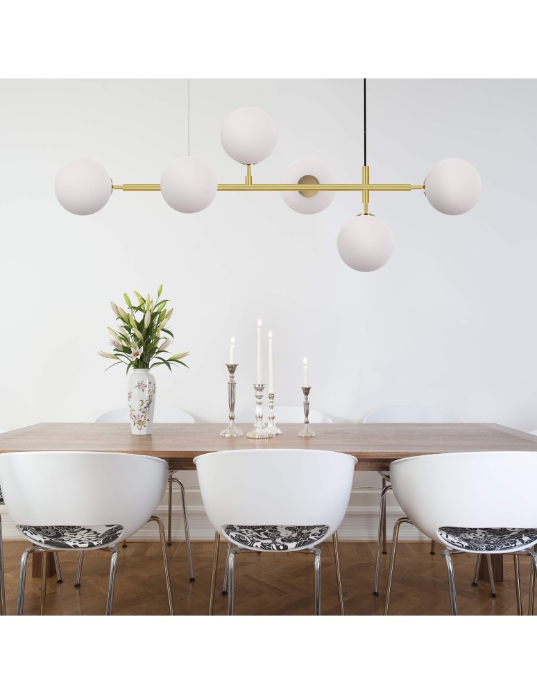 Pendant lamps - Light Prestige Alisa pendant lamp white balls LP-005/6P WH 6xE14 gold / white - product kolory-swiatla.pl 11