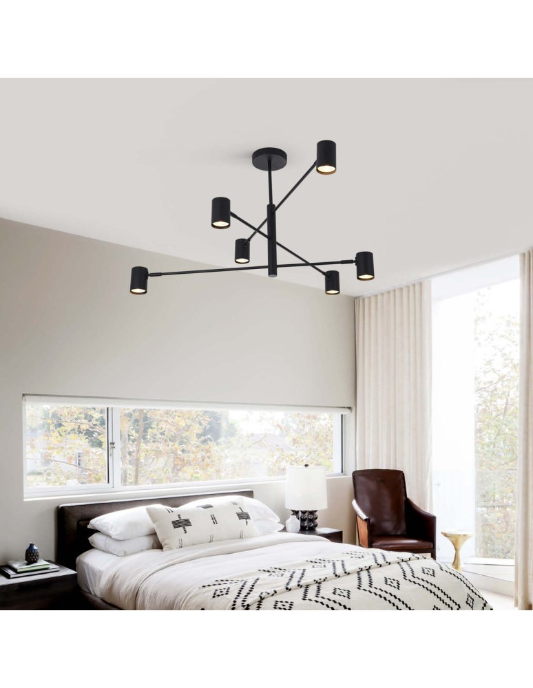 Modern pendant lamps - Light Prestige Snow 6 pendant black LP-731/6P BK 6xGU10 - product kolory-swiatla.pl 3