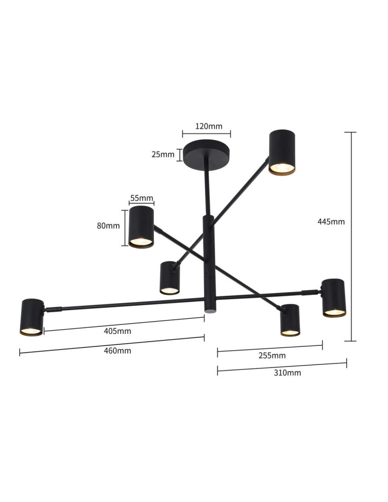 Modern pendant lamps - Light Prestige Snow 6 pendant black LP-731/6P BK 6xGU10 - product kolory-swiatla.pl 7