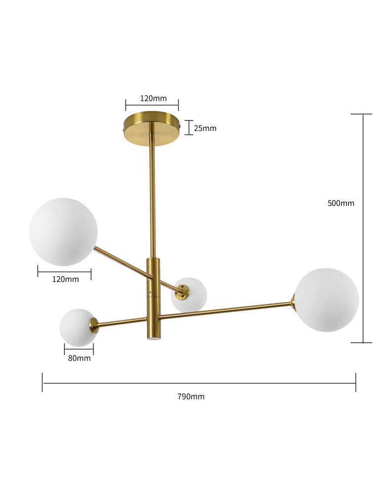 Pendant lamps spheres - Light Prestige Dorado 4 pendant G9 gold LP-002/4P - product kolory-swiatla.pl 5
