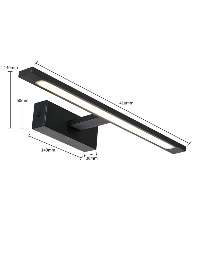 Bathroom wall lamps - Light Prestige Isla medium black wall lamp with IP44 4000K LED black GS-LWB-12W BK - product kolory-swiatla.pl 6
