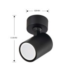 Ceiling spotlights - Light Prestige Snow 1 spot black GU10 black LP-731/1W BK - product 9