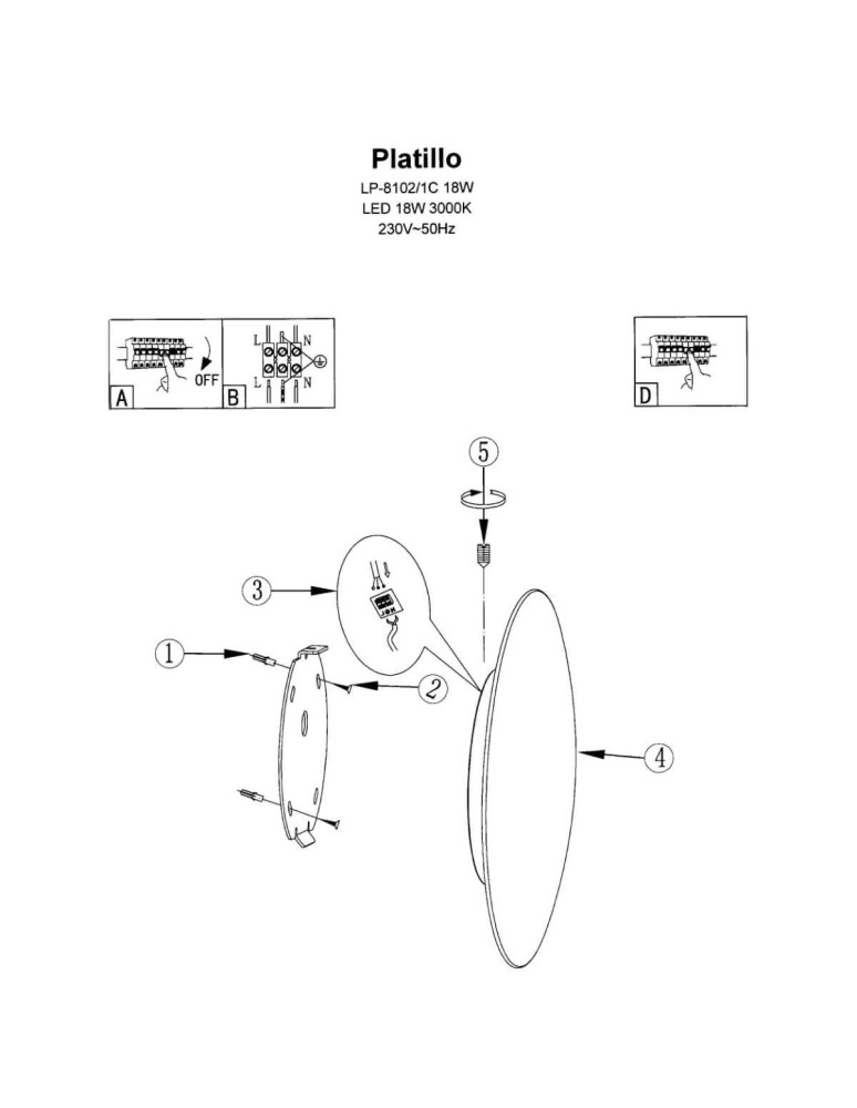 Modern wall lamps - Light Prestige Platillo plafond large white LED white LP-8102/1C-18W WH - product kolory-swiatla.pl 8