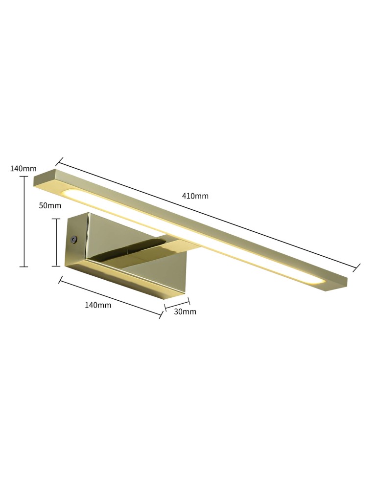 Bathroom wall lamps - Light Prestige Isla medium gold wall lamp with IP44 3000K LED gold GS-LWB-12W/3 GOLD - product kolory-swiatla.pl 6