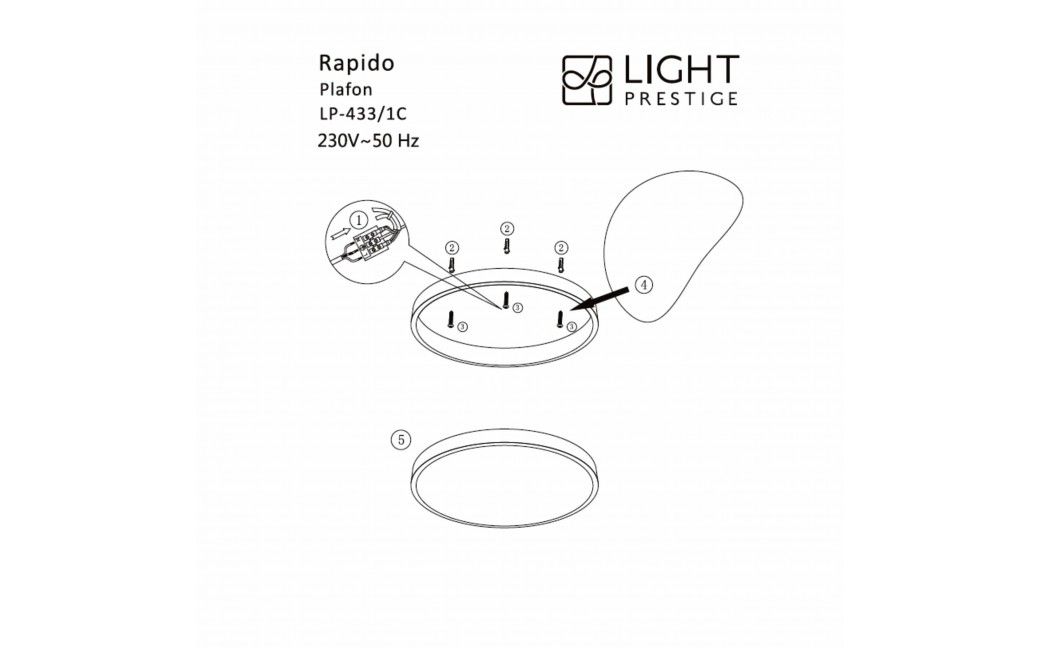 Light Prestige Rapido plafon duży czarny LED czarny LP-433/1C L BK