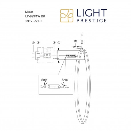 Light Prestige Mirror kinkiet duży czarny LP-999/1W L BK 1xLED IP44 czarny