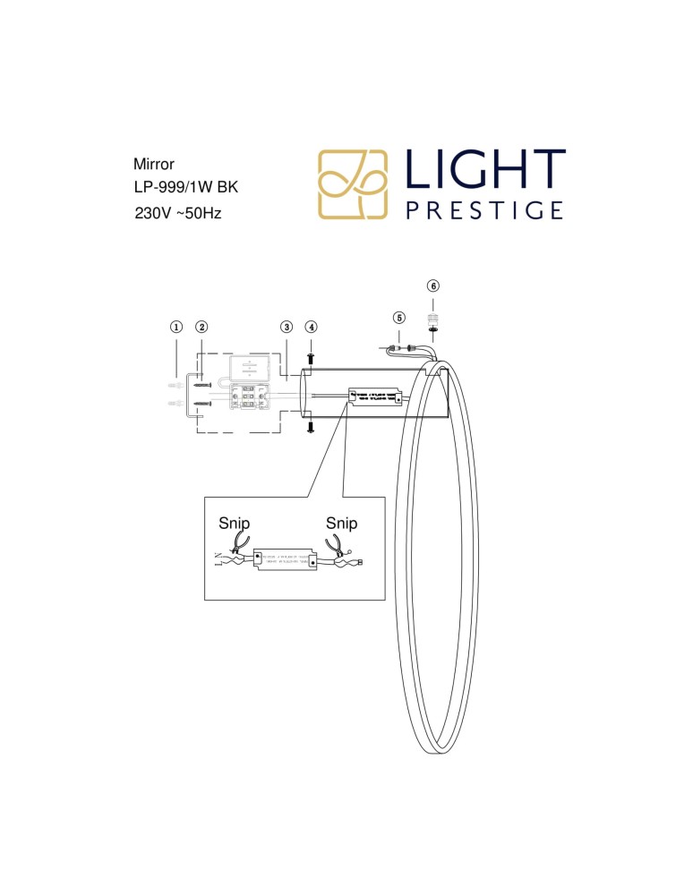 Bathroom wall lamps - Light Prestige Mirror wall lamp large black LP-999/1W L BK 1xLED IP44 black - product kolory-swiatla.pl 6