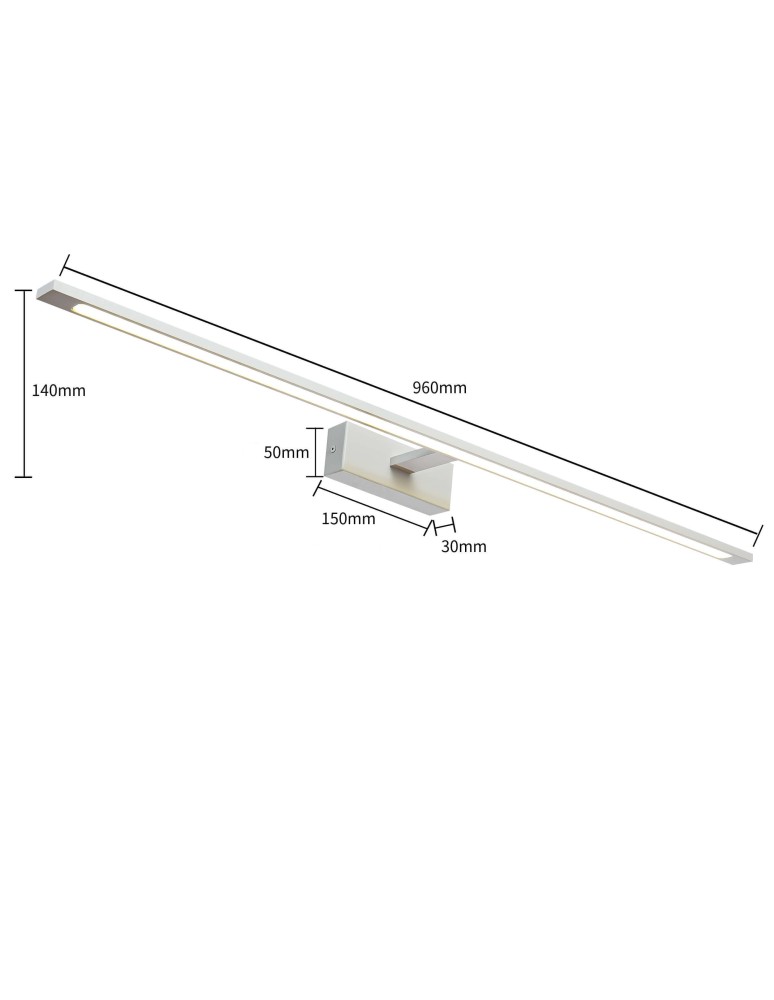 Bathroom wall lamps - Light Prestige Isla chrome XXL wall lamp with IP44 4000K LED chrome GS-LWB-32W CH - product kolory-swiatla.pl 6