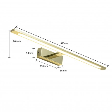 Light Prestige Isla kinkiet złoty duzy z IP44 4000K LED złoty GS-LWB-20W GOLD