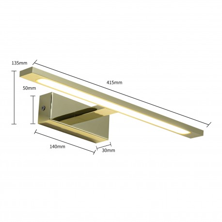 Light Prestige Isla kinkiet złoty średni z IP44 4000K LED złoty GS-LWB-12W GOLD