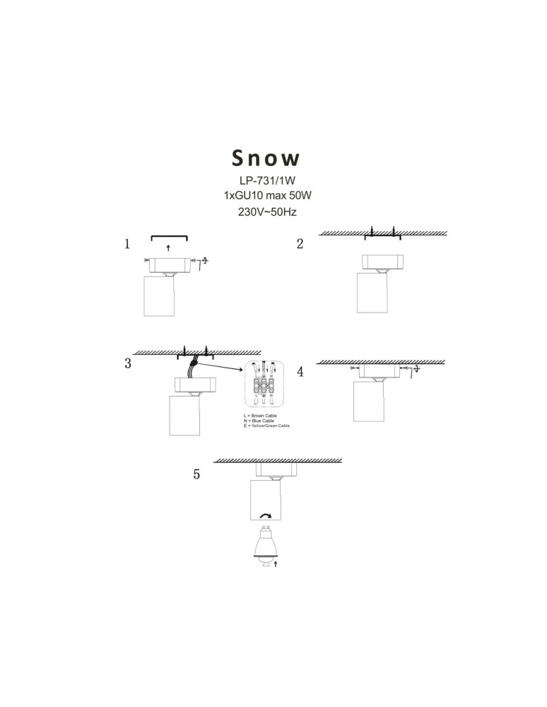 Ceiling spotlights - Light Prestige Snow 1 spot gold LP-731/1W GD 1xGU10 black/gold - product kolory-swiatla.pl 10