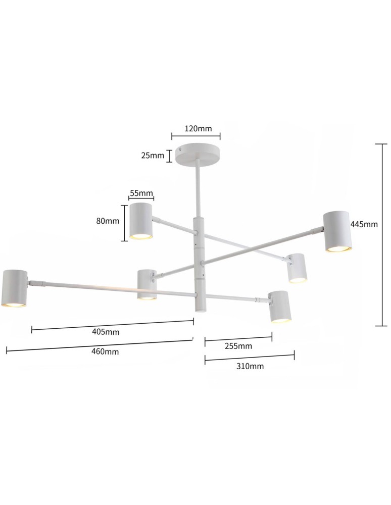 Modern pendant lamps - Light Prestige Snow 6 pendant lamp white LP-731/6P WH 6xGU10 - product kolory-swiatla.pl 7