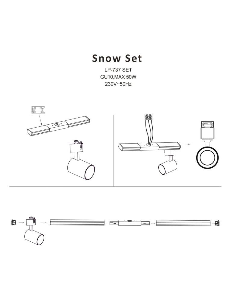 Ready-made rail kits - Light Prestige Snow SET 1F black GU10 black LP-737 BK SET - product kolory-swiatla.pl 14