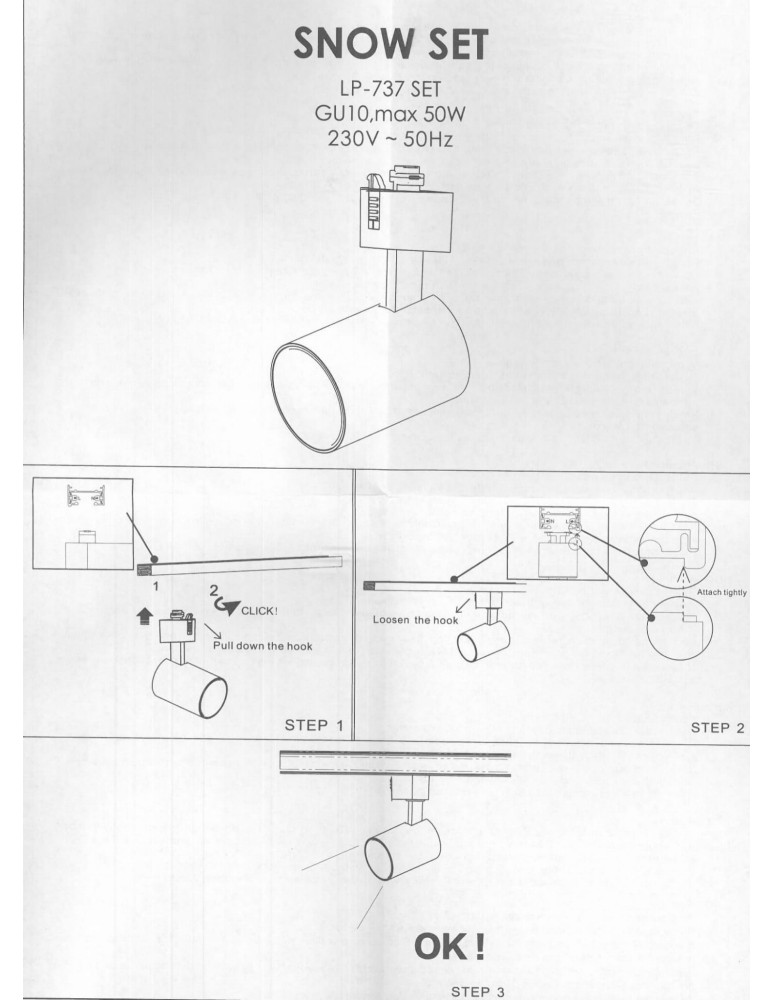 Lamps for 1 phase busbars - Light Prestige Snow spotlight for busbar 1F black GU10 black LP-731/1R BK - product kolory-swiatla.pl 7