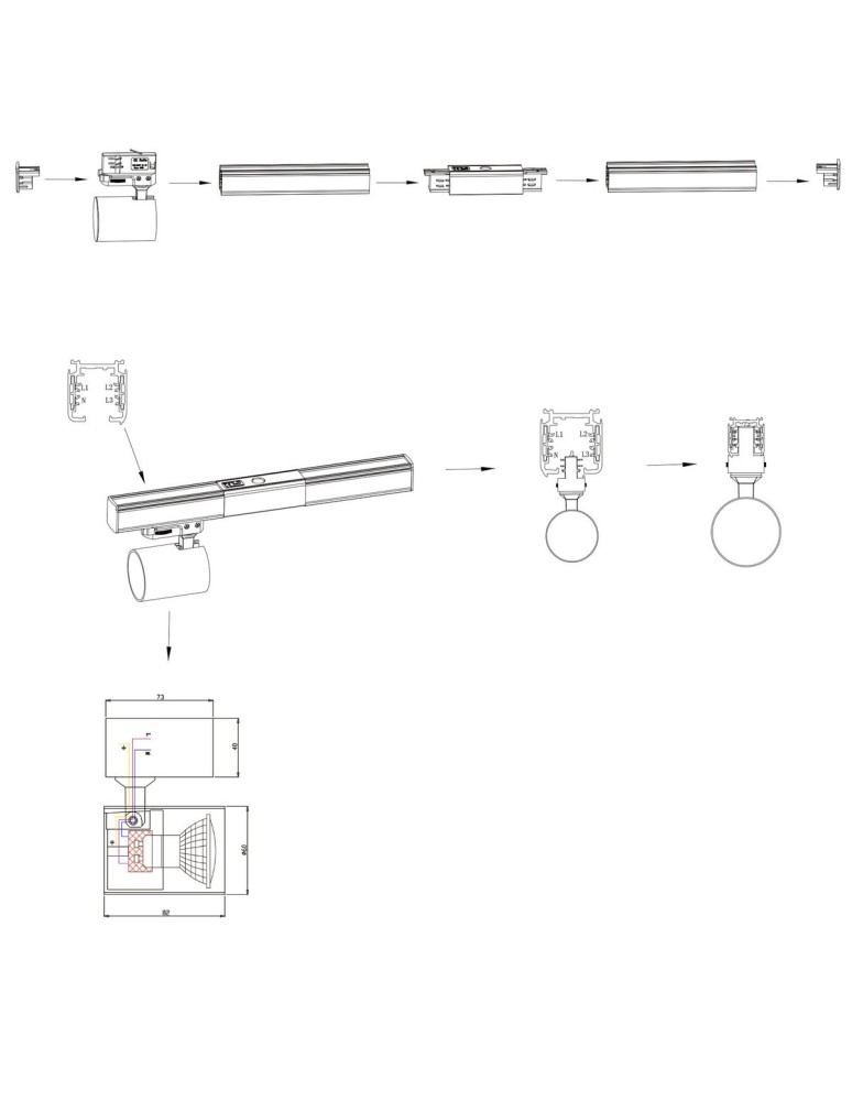 Ready-made rail kits - Light Prestige Snow System 3F GU10 4x50W black LP-737 BK SET 3F - product kolory-swiatla.pl 15