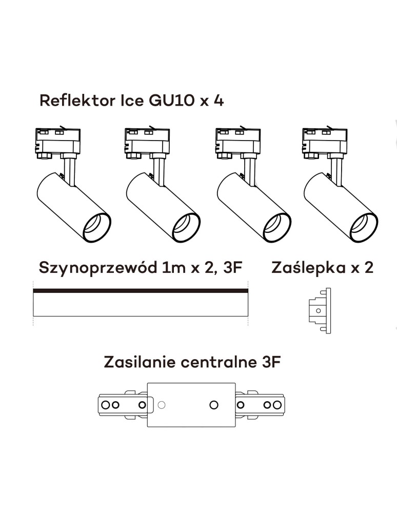 Ready-made rail kits - Light Prestige Ice System 3F GU10 4x50W black LP-732 4W BK SET - product kolory-swiatla.pl 5