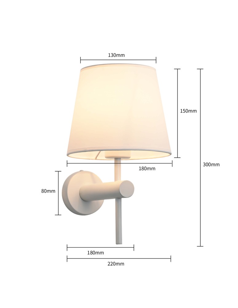 Wall lamps with lampshade - Light Prestige Tivoli wall lamp white E27 white LP-1133/1W WH - product kolory-swiatla.pl 5
