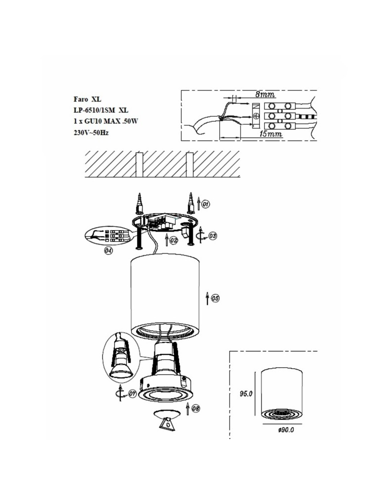 Hermetic ceiling luminaires - Light Prestige Faro surface-mounted luminaire black IP65 GU10 black LP-6510/1SM BK - product kolory-swiatla.pl 7
