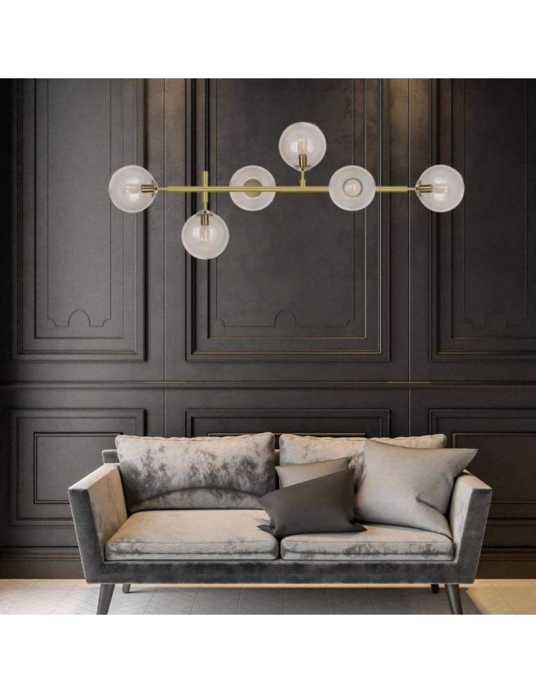 Pendant lamps - Light Prestige Alisa pendant lamp transparent balls LP-005/6P TR 6xE14 gold / transparent - product kolory-swiatla.pl 6