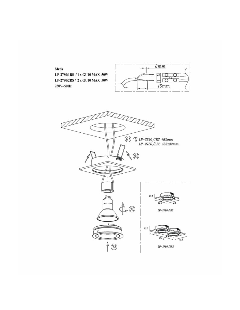 Flush-mounted lamps - pendants - Light Prestige Metis 1 concealed white GU10 white LP-2780/1RS WH - product kolory-swiatla.pl 7