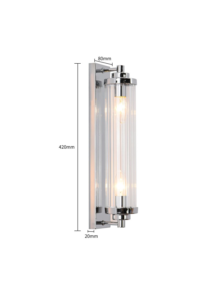 Glamour wall lamps - Light Prestige Lorenzo Wall lamp E14 2x40W transparent/silver LP-2960/1W CH - product kolory-swiatla.pl 4