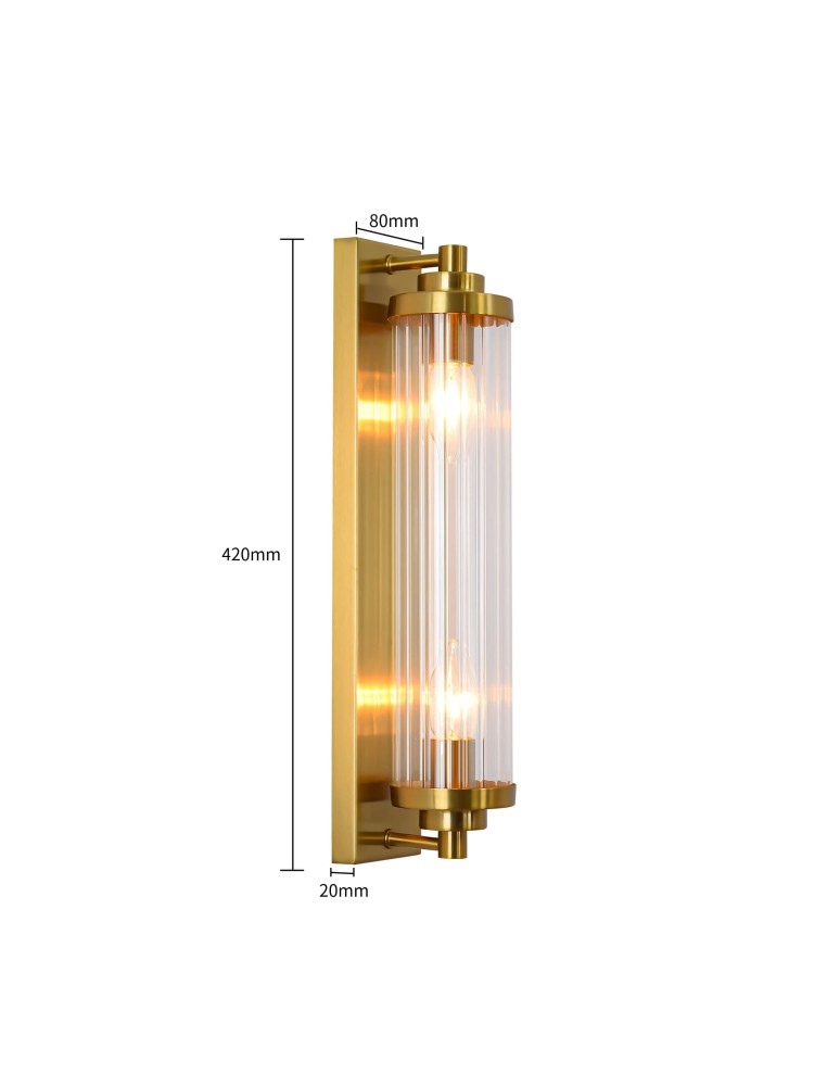 Glamour wall lamps - Light Prestige Lorenzo Wall lamp E14 2x40W transparent/gold LP-2960/1W GD - product kolory-swiatla.pl 4