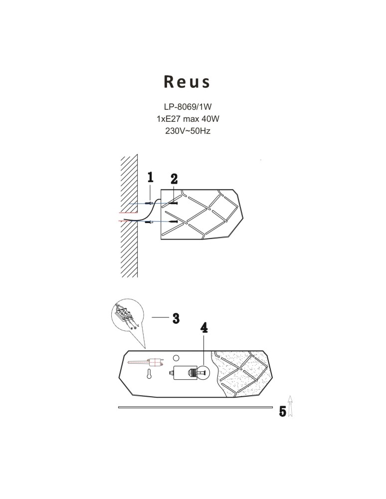 Wall lamps - Light Prestige Reus wall lamp black E27 black LP-8069/1W BK - product kolory-swiatla.pl 7