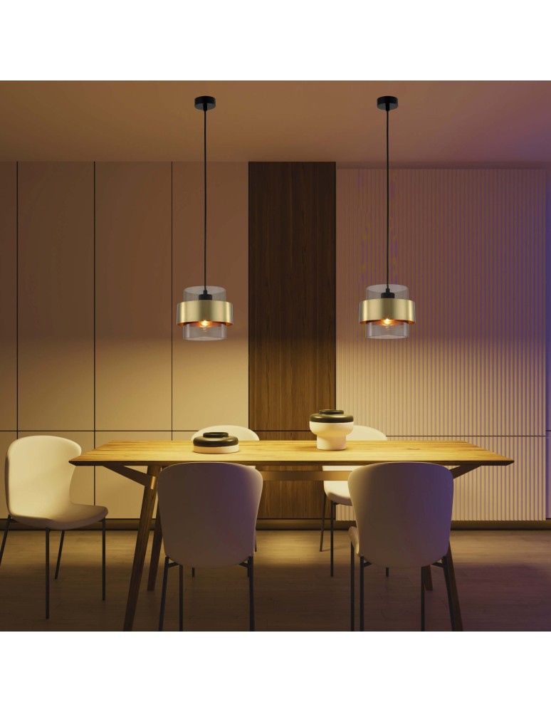 Pendant lamps - Light Prestige Miele pendant lamp E27 1x40W smoke/gold LP-866/1P SM/GD - product kolory-swiatla.pl 4
