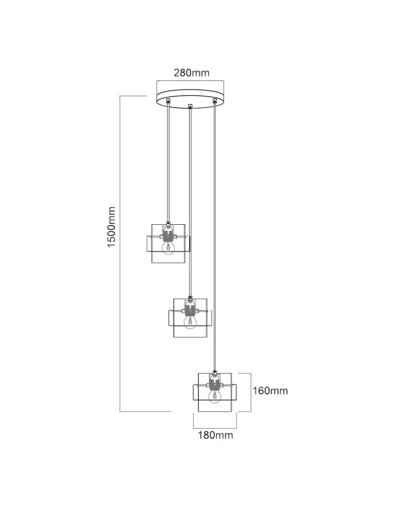 Pendant lamps - Light Prestige Miele Pendant lamp E27 3x40W smoke/gold LP-866/3P SM/GD - product kolory-swiatla.pl 5