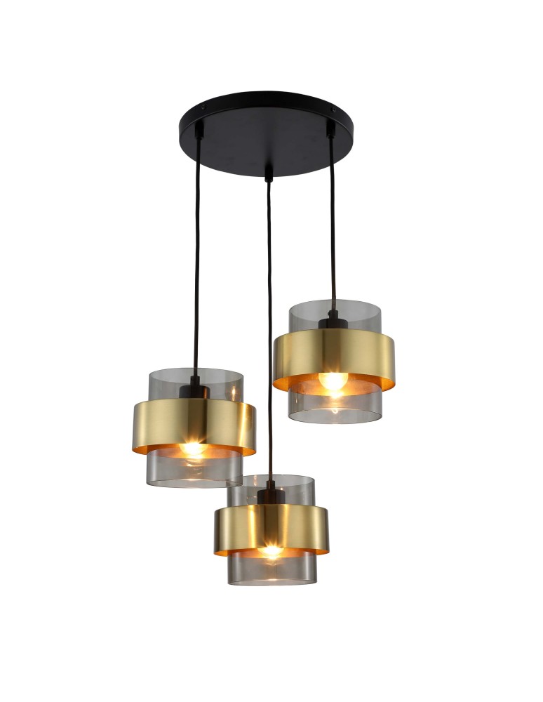 Pendant lamps - Light Prestige Miele Pendant lamp E27 3x40W smoke/gold LP-866/3P SM/GD - product kolory-swiatla.pl 8