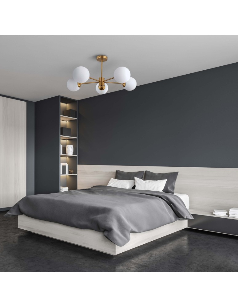 Ceiling lamps - Light Prestige Roma Pendant Lamp E14 5x40W gold/white LP-1345/5P GD - product kolory-swiatla.pl 3
