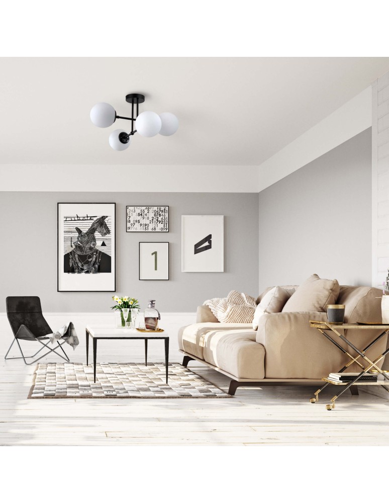 Ceiling lamps - Light Prestige Roma Pendant Lamp E14 4x40W black/white LP-1345/4P BK - product kolory-swiatla.pl 3