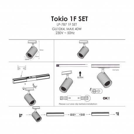 Light Prestige Tokio System 1F GU10 4x40W czarny LP-787 SET 1F BK