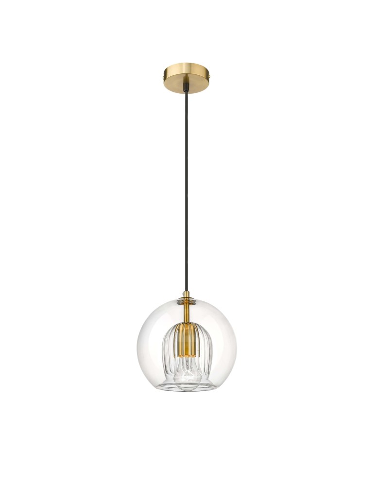 Glass pendant lamps - Light Prestige Arette pendant lamp E27 1x40W transparent/gold LP-133/1P - product kolory-swiatla.pl 3