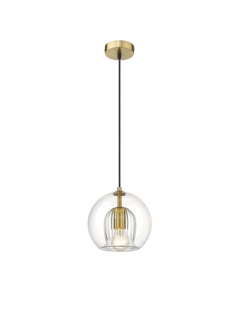 Glass pendant lamps - Light Prestige Arette pendant lamp E27 1x40W transparent/gold LP-133/1P - product kolory-swiatla.pl 6