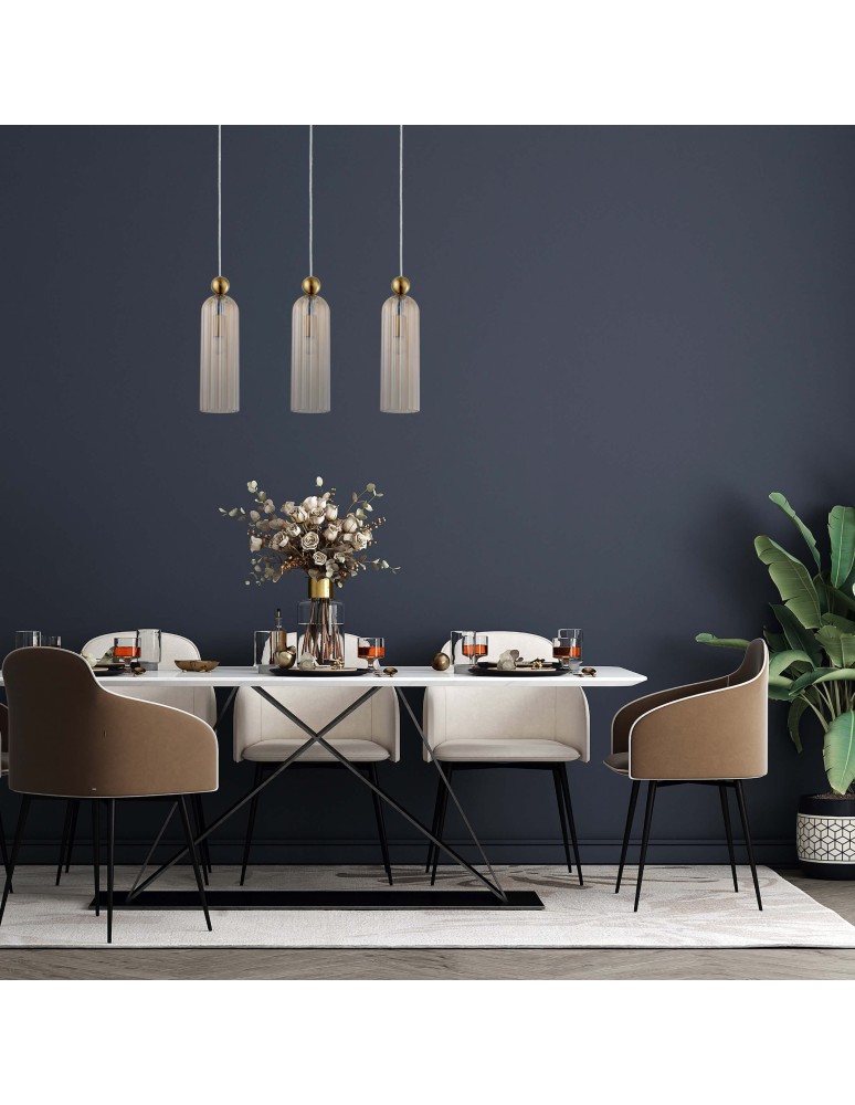 Pendant lamps on a strip - Light Prestige Piega Pendant Lamp E14 3x40W amber/gold LP-939/3L amber - product kolory-swiatla.pl 3